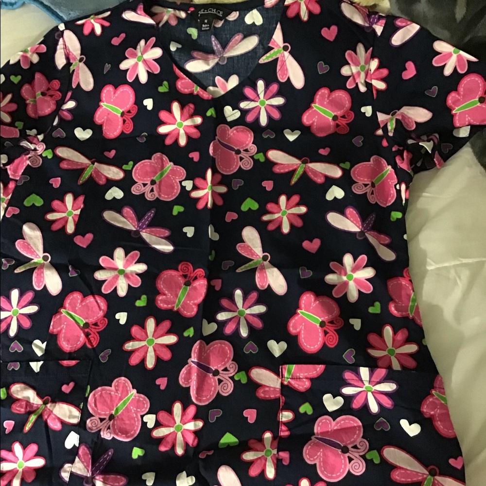 Butterfly scrub top